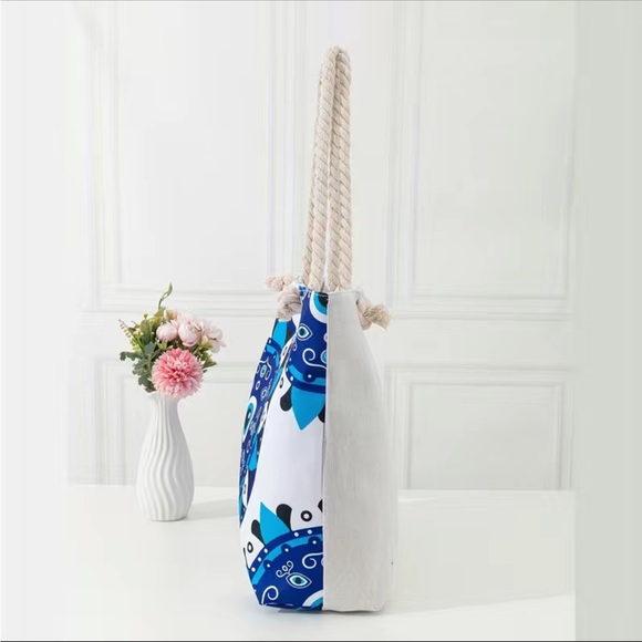 Evil Eye Tote Bag w/ Rope Handle - Picture 2 of 4